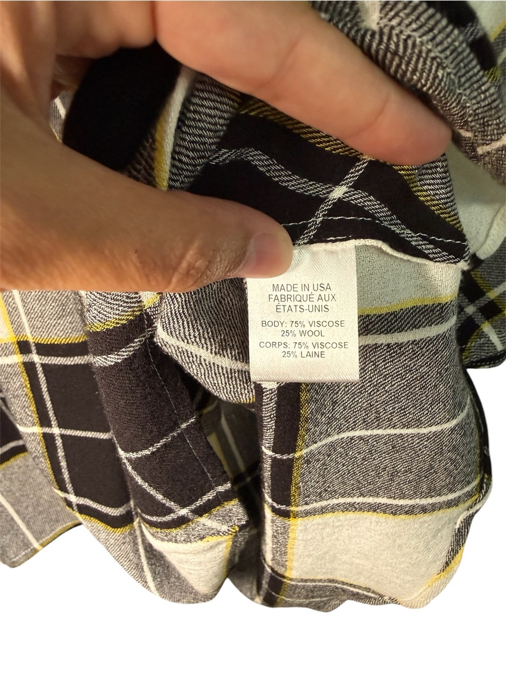 Public School NY Aloran Asymmetrical Plaid Top Black White Yellow Sz 0 - Picture 6 of 8